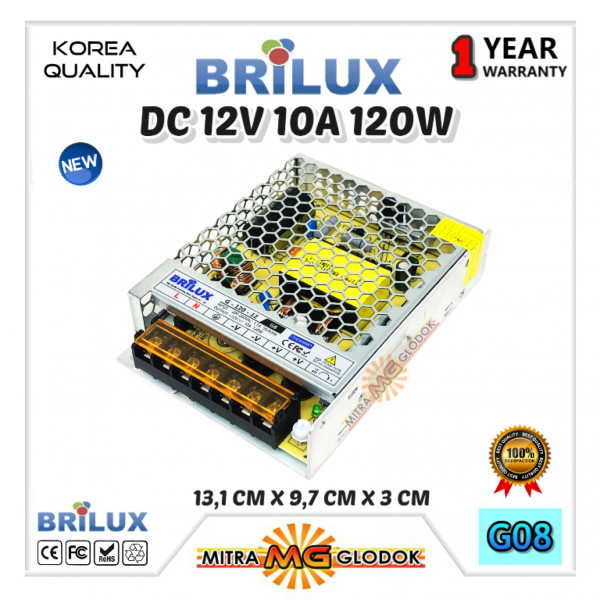 Power Supply Trafo Brilux DC 12V 10A | 120W (Super Quality)